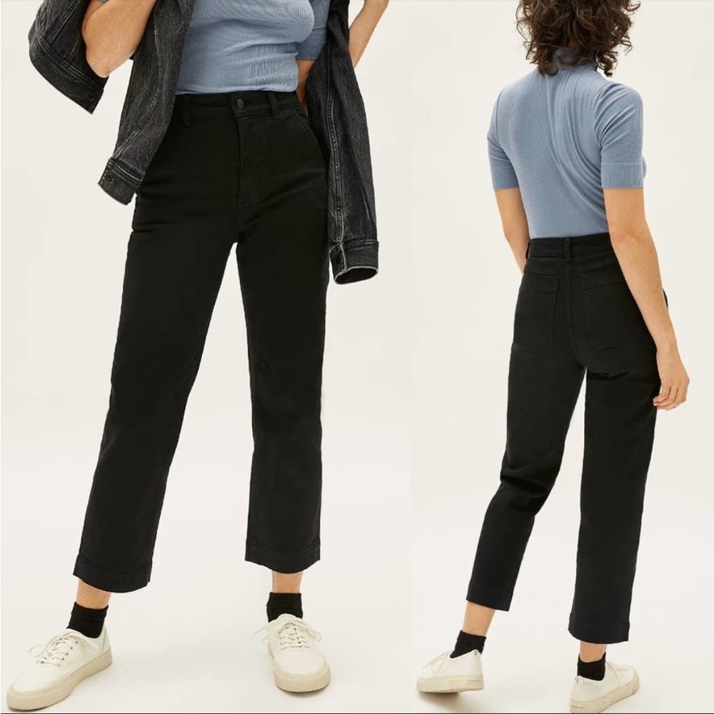 Everlane The Straight Leg Crop High Waisted Jeans Size 8  NWT Women's Black